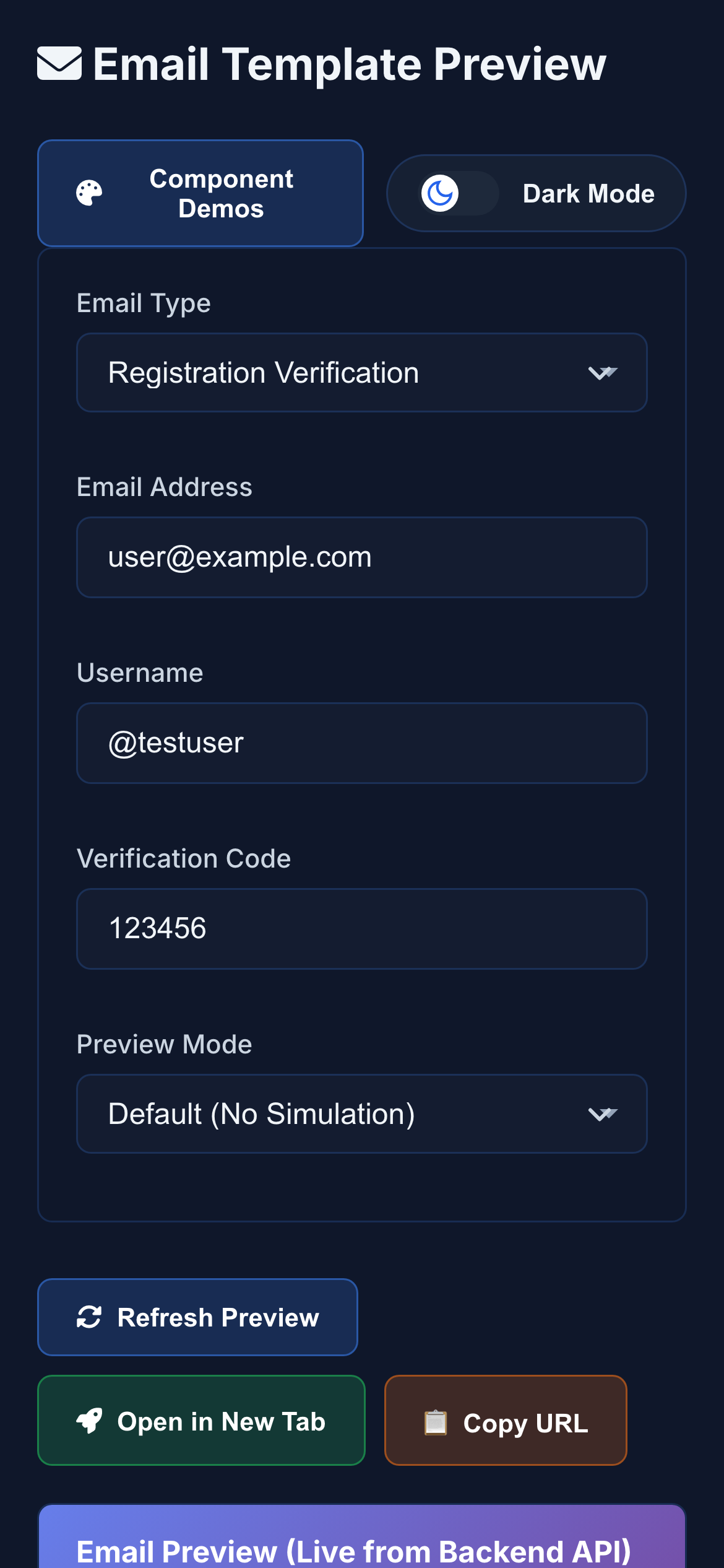 Email template previews